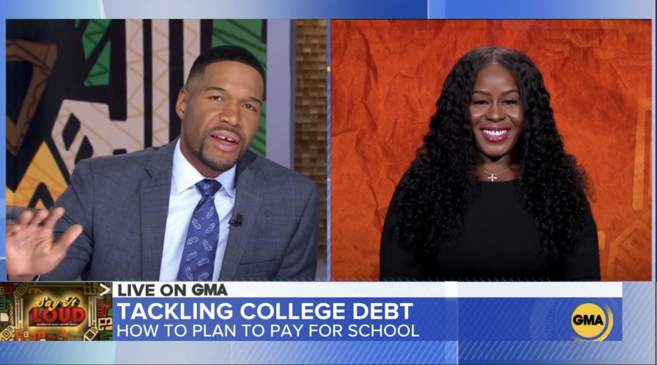 Jessica live on Good Morning America discussing college debt